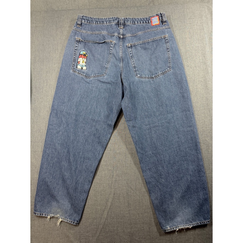 Empyre Loose Fit Blue Denim Skate Jeans Mens 34 Graphic Embroidered - Picture 8 of 11